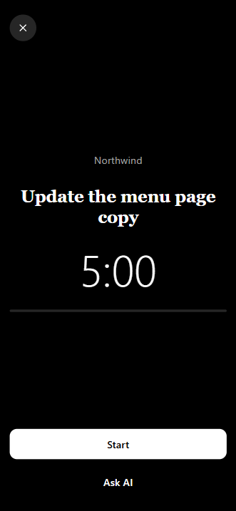 Focus screen in dark mode.
