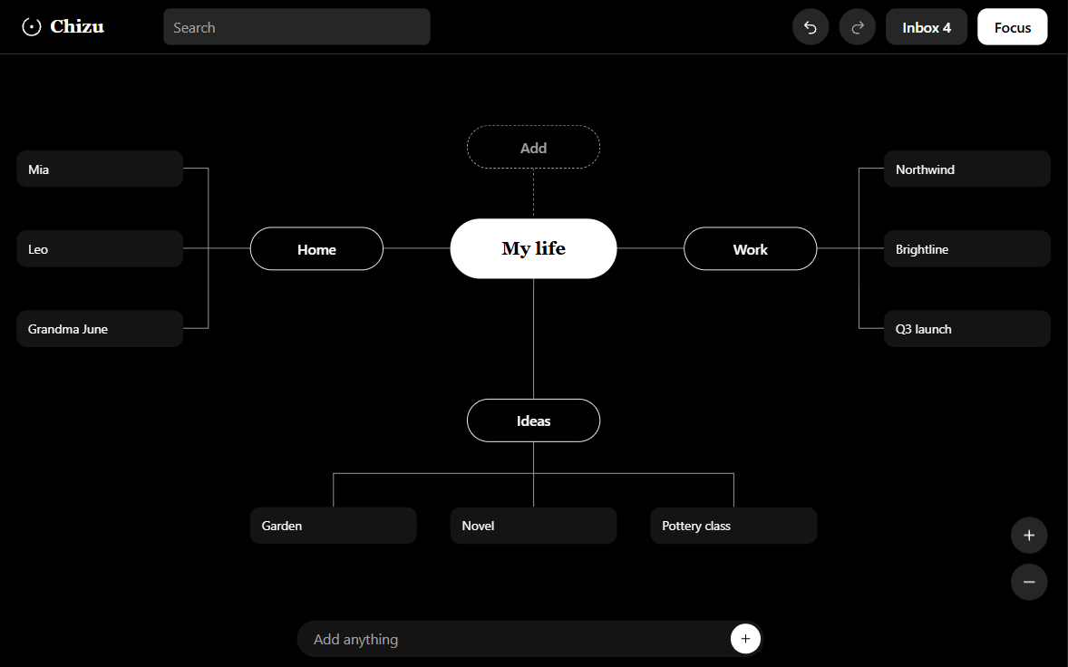 The Chizu map in dark mode.
