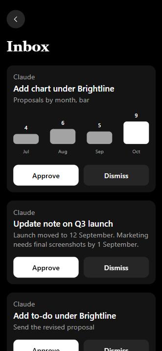 Inbox in dark mode.